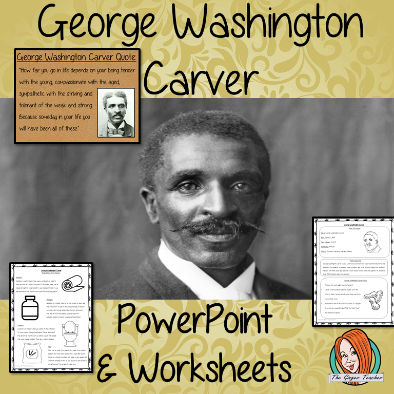 George Washington Carver PowerPoint and Worksheets Lesson Fun history lesson to teach children. Perfect for Black History Month in your classroom, make teaching about his inventions and black history fun and engaging. Great lesson with many facts and activities for your kids to enjoy. his most famous inventions and wonderful quotes.  #lessonplanning #teaching #resources #historylessons #historyplanning #georgewashingtoncarver #blackhistorymonth