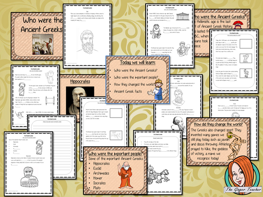 Ancient Greeks Complete History Lesson This download is a complete lesson to teach children about the Ancient Greek Civilization.  The children will learn about who they were and how the Greek Civilization changed the world. Some of the most important people from the Greek Civilization. 32 slide PowerPoint 10-page worksheet an activity to write an explanation text on the Greek Civilization. #lessonplanning #ancientGreeks #Greeks #teaching #resources #historylessons #historyplanning