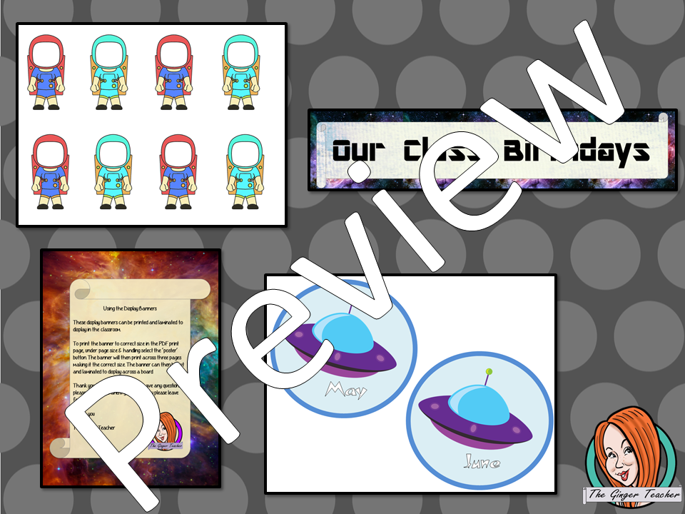 Outer Space Classroom Theme Birthday Display Fun outer spaced classroom décor birthday display pack This download includes an outer space class decor themed birthday display for your classroom. These are great for teachers and kids to have a fun outer spaced classroom and celebrate everyone’s birthday. This download includes: - 12 spaceship months - Editable name cards  - Class birthday banner - Instructions #classroomthemes #teachingideas #outerspaceclassroom