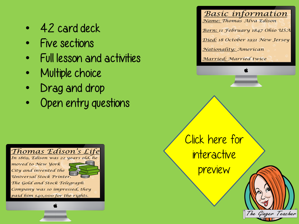 Thomas Edison - Boom Cards Digital Lesson