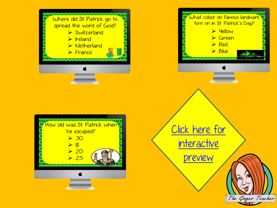 Saint Patrick's Day Revision Questions  This deck revises children’s knowledge of Saint Patrick's Day. There are multiple choice revision questions to check children’s understanding. These question cards are self-grading and lots of fun!