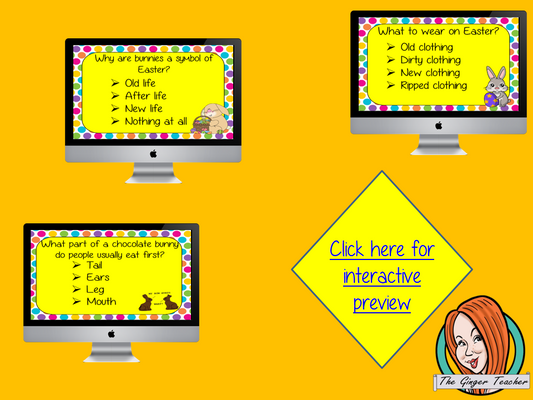 Easter Revision Questions  This deck revises children’s knowledge of Easter. There are multiple choice revision questions to check children’s understanding. These question cards are self-grading and lots of fun!