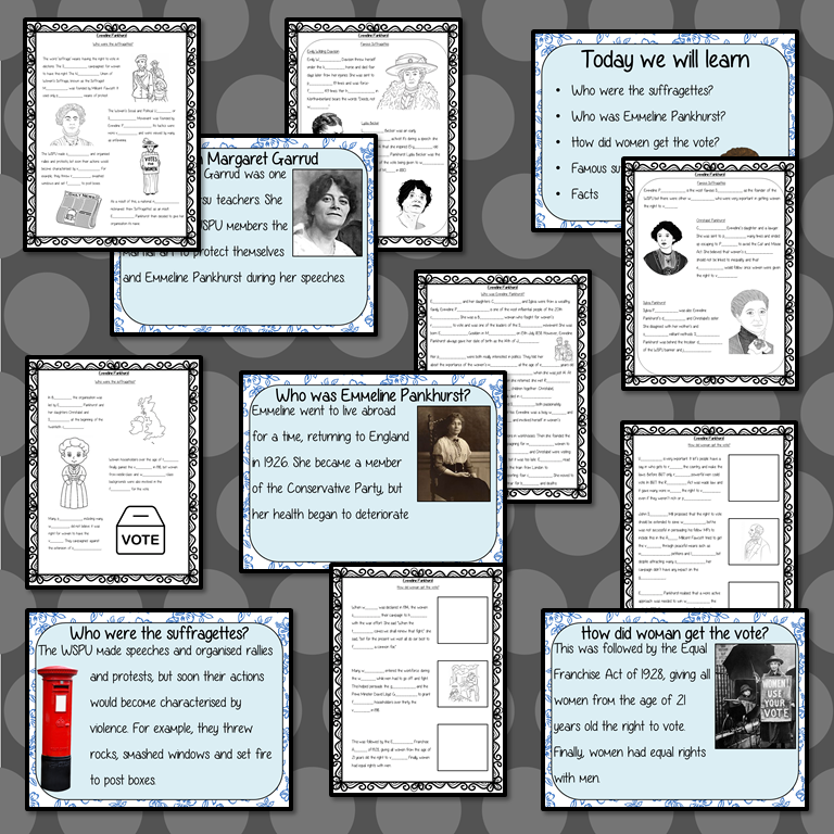 Emmeline Pankhurst PowerPoint and Worksheets Lesson