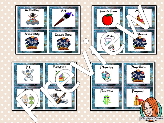 Space Classroom Visual Timetable  This download includes a fun outer space themed classroom visual timetable. These are great for teachers and kids to have a space room and to support young or SEND children with changes.  This download includes: - Timetable banner - Instructions - 76 visual timetable cards #classroomthemes #teachingideas #spaceclassroom