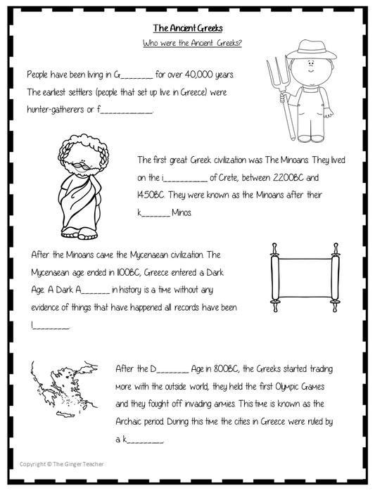 Distance Learning Ancient Greeks Complete Google Slides Lesson Teach children about the Ancient Greeks. Children will learn who the Ancient Greeks were, who the important people were and how they changed the world. There is a detailed 31 slide presentation and 4 versions of the 10-page Google slides worksheet to allow children to show their understanding.This is the Google Slides version of this lesson! #ancientGreeks #historylessons #historyplanning #googleclassroom