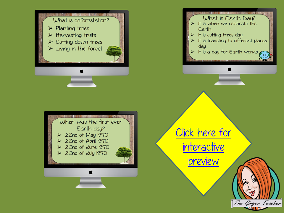 Earth Day Revision Questions  This deck revises children’s knowledge of Earth Day. There are multiple choice revision questions to check children’s understanding. These question cards are self-grading and lots of fun!