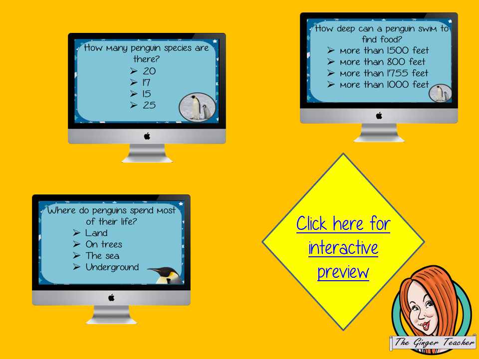 Penguins Revision Questions  This deck revises children’s knowledge of Penguins. There are multiple choice revision questions to check children’s understanding. These question cards are self-grading and lots of fun!