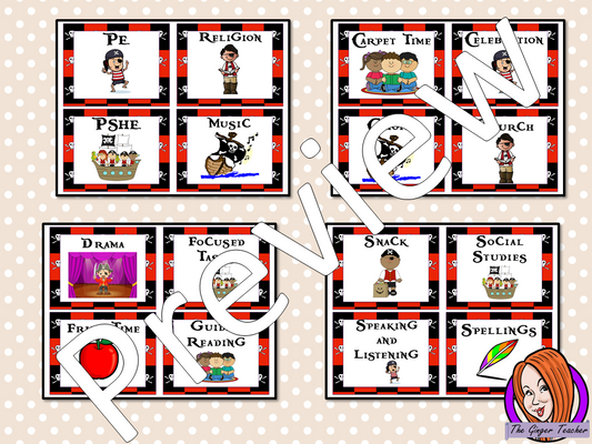 Pirate Classroom Visual Timetable  This download includes a fun pirate themed classroom visual timetable. These are great for teachers and kids to have a pirate room and to support young or SEND children with changes.  This download includes: - Timetable banner - Instructions - 76 visual timetable cards #classroomthemes #teachingideas #pirateclassroom