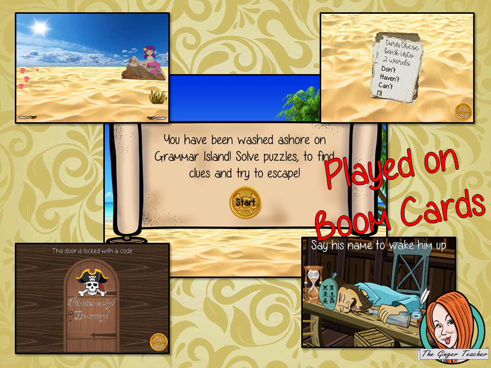 Grammar Practice Escape Room Children can practice grammar facts with this fun digital escape room. Children will need to explore grammar island answer questions and collect information to solve the puzzles and eventually escape the island. No printing required This game uses Boom Cards and you will need a Boom card account to play it which is free