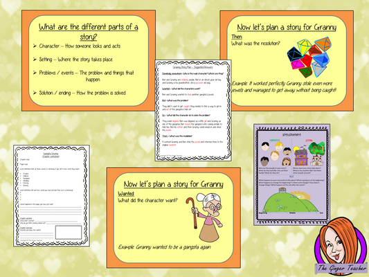 Story Structures; Complete Lesson  – Gangsta Granny This complete, English lesson on the 20th chapter of the book Gangsta Granny by David Walliams. The lesson focuses on planning a narrative and the important elements needed to create a story. There is a detailed PowerPoint to ensure children’s understanding the class will plan a story together and then the children will use writing frames and cloze sheets to create their own plans. #lessonplans #bookstudy #teachingideas #readingactivities
