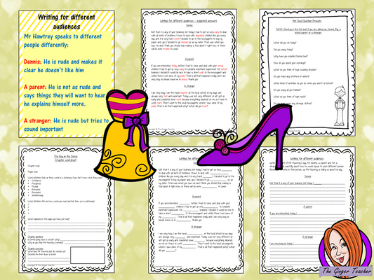 Complete Lesson on Writing for Different Audiences  -  Related to The Boy in the Dress by David Walliams