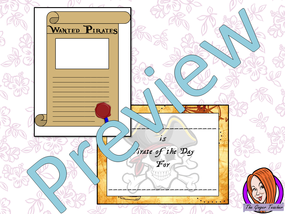 Pirate of the Day Certificate and Wanted Poster This download includes a fun pirate of the day certificate to reward hard working students and pirate wanted poster template to draw and describe themselves or a fictional pirate. These are great to complete your pirate themed classroom.  #classroomthemes #teachingideas #pirateclassroom