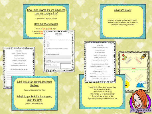 Using Similes in Poetry; Complete Lesson. Complete, English lesson on the 25th chapter of the book Gangsta Granny by David Walliams. The lesson focuses on how to use similes and create poetry. Children will read and discuss the chapter. There is a detailed PowerPoint on similes and look in detail at a short poem. The class will write a simile poem and then the children will use writing frames and cloze sheets to create their own. #lessonplans #bookstudy #teachingideas #readingactivities