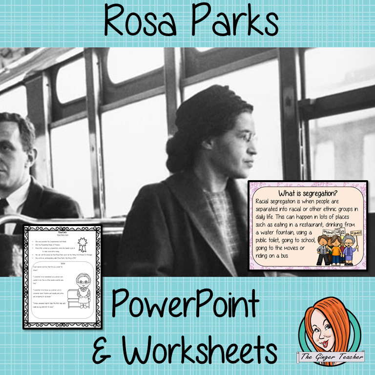 Rosa Parks PowerPoint and Worksheets Lesson Fun history lesson to teach children about Rosa Parks. Perfect for Black History Month in your classroom, make teaching about segregation and black history engaging. Great lesson with many facts and activities for your kids to enjoy. #lessonplanning #teaching #resources #historylessons #historyplanning #rosaparks #blackhistory #blackhistorymonth