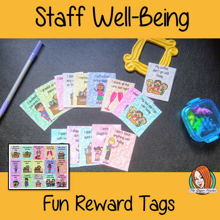 Staff Well-Being Fun Reward Tags Staff need motivating too! Brag Tags are such fun ways to reward the children in your class! Now these reward tags can be printed and used for your colleagues. This includes 15 reward tags Tags: My coffee didn’t go cold today I didn’t roll my eyes all lesson I stayed awake during the meeting I graded all the papers I didn’t touch anything wet I didn’t answer any work emails at the weekend #bragtags #rewardtag #awardtags #staffwellbeing #growthmindset