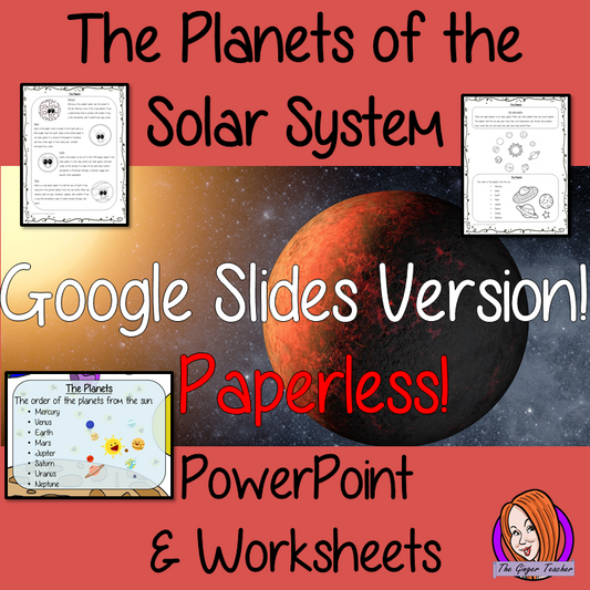 The planets of the Solar System Google slides and digital Worksheets This teaches children about the planets of the solar system complete lesson. There is a detailed 18 slide presentation on the different planets in the solar system. There are also differentiated, 6 page, digital worksheets to allow students to demonstrate their understanding. This pack is great for teaching kids about the planets of our solar system. #solarsystem #space #science #sciencelesson #planets #googleclassroom